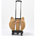 Luxus Hunde Haustier Travel Carrier Bag Case Rattan Wicker auf Rädern